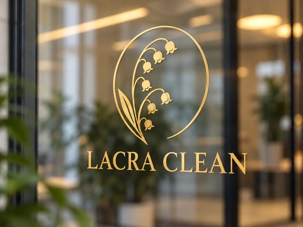 Lacra Clean logo op glazen entree.